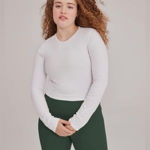 Girlfriend collective white reset crop cropped longsleeve workout top
